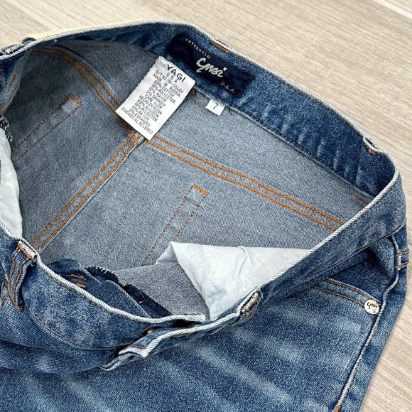 YAGI U.S.A. Vintage Mid-Rise Floral Embroidered Fringe Hem Flare Jeans Y2K Sz 7 - Picture 5 of 16